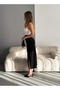 Women's Black Scuba Crepe Slit Detailed Maxi High Waist Stretch Knitted Skirt - 4