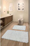 Bubble Rabbit Hair, Non-Slip Base, Fluffy, Ultra Luxury, Washable 2-Piece Bath Mat Snow White - 8
