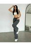 My End Game Smoked Snow Women's Casual Lycra 90's Super High Waist Casual Leg Jeans Palazzo Trousers