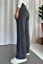 Krep Kemersiz Palazzo Women's Trousers - Smoked - 3