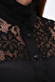 Large Size Crepe Shirt with Lace Detail - G0005 - 8