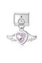 Italian Stylish Bracelet Charm - with Wings and Heart Dangle