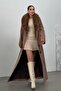 Removable Fur Men's Collar Waist Belted Coat Kamel 3015-Y - 6