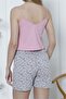 Women's Pajama Set with Shorts Rope Strap Cotton Lycra PINK - 3