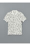 Lcw Vision Ecru Polo Neck Short Sleeve Patterned Pique Men's T-Shirt
