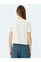 Strawberry Printed Crew Neck Beige Women's T-Shirt 5Sal10243Ik - 4