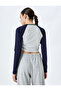 Long Raglan Sleeve Slim Fit College Printed Gathered Asymmetrical Crop T-Shirt - 4
