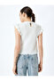 Ruffle Detailed Sleeveless Crew Neck T-Shirt Bürümcük - 4