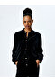 Long Sleeve College Collar Velvet Bomber Jacket - 3