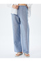 Lacing Detailed Wide Leg Linen Trousers with Pockets - 3