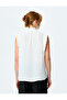 Mandarin Collar Sleeveless Ruffle Shirt - 4