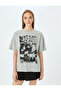 Slogan Printed Crew Neck Short Sleeve Oversize T-Shirt - 3