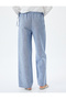 Lacing Detailed Wide Leg Linen Trousers with Pockets - 4