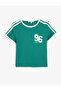 College Print Bias Crew Neck Short Sleeve Slim Fit T-Shirt