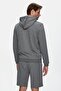 Hılgard Dark Gray Hooded and Zippered Appliqued Men's Sweatshirt - 3