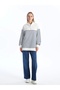 Lcw Modest Navy Blue Stand Collar Striped Women's Sweatshirt Tunic - 2