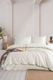 Lotis 100% Cotton Decorative Overlock-Stitched Ruffled Washed Double Duvet Cover Set 200*220