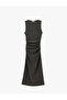 Drape Detail Crew Neck Sleeveless Long Dress - 3