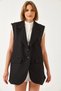 Women's Black Shirt Detailed Long Vest 60356 60271016 - 3