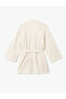 سترة كيمونو طويلة من القطن بأكمام واسعة مع تفاصيل حزام - 4