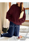 Women's Burgundy Oversize Knitwear Sweater - 6