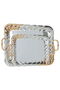 Al Saif Gallery tofaria set with gold handle, two pieces, rectangular - silver