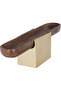Al Saif Gallery wooden serving plate, 13x10x40 cm, square steel base - gold