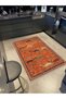 Crescent Collection Orange Themed Antique Look Animals Patterned Woven Base Carpet Hilal42 - 2