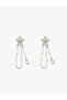 Jewelled Flower Earrings with Chain Detail