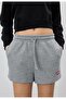 Women's Grey Melange Embroidery Detailed Shorts - 2