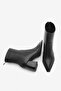 Women's Pointed Toe Back Zipper Heeled Boots Erves Black - 7