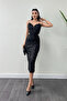 Tulle Sequin Sequin Fabric Back Detail Pencil Dress - Black - 2