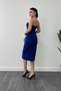 Atlas Fabric Straps Sequin Detailed Pencil Dress - Cobalt Blue - 6