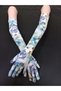 Fera Floral Patterned Gloves Blue -White - 5
