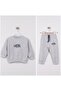 New Season Quilted Patterned Slogan Suit Gray - 3