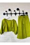 Girl's Linen Back Detailed Top and Bottom Set Green - 2