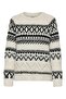 Women's Onlshırly Crew Neck Long Sleeve Patterned Knitted Sweater 15327644 Ecru