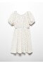 Mango Floral Print Waist Detail Dress White