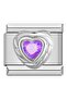 Purple Heart Silver Italian Charm 9 mm
