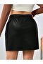 Faux Leather Large Size Skirt with Slits,50 cm - 5