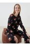 Lcw Young Black Crew Neck Printed Women's Pajamas Set Lcwk Store - 3