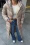 Hood Detail Zip-Up Long Puffer Coat BEIGE 6668 - 6