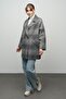 Plaid Patterned Double-Breasted Oversize Coat Black 3020 - 6