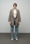 Plaid Patterned Double-Breasted Oversize Coat Safran 3020 - 4
