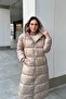 Hood Detail Zip-Up Long Puffer Coat BEIGE 6668 - 2