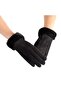 Velour Three Stripes Plush Winter Touch Soft Windproof Quality Women's Gloves