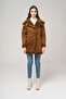Zipper Closure Fur Lined Suede Coat TABA 6513 - 2