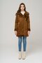 Double Breasted Zippered Fur Inside Suede Coat TABA 6514 - 2