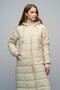 Hooded Sleeve Ribbed Zipper Closure Long Quilted Coat Beige 6626 - 5