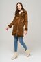 Double Breasted Zippered Fur Inside Suede Coat TABA 6514 - 7